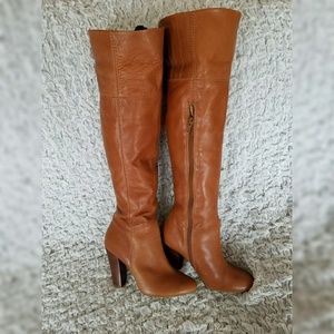 Leather Knee High Heeled Boots
